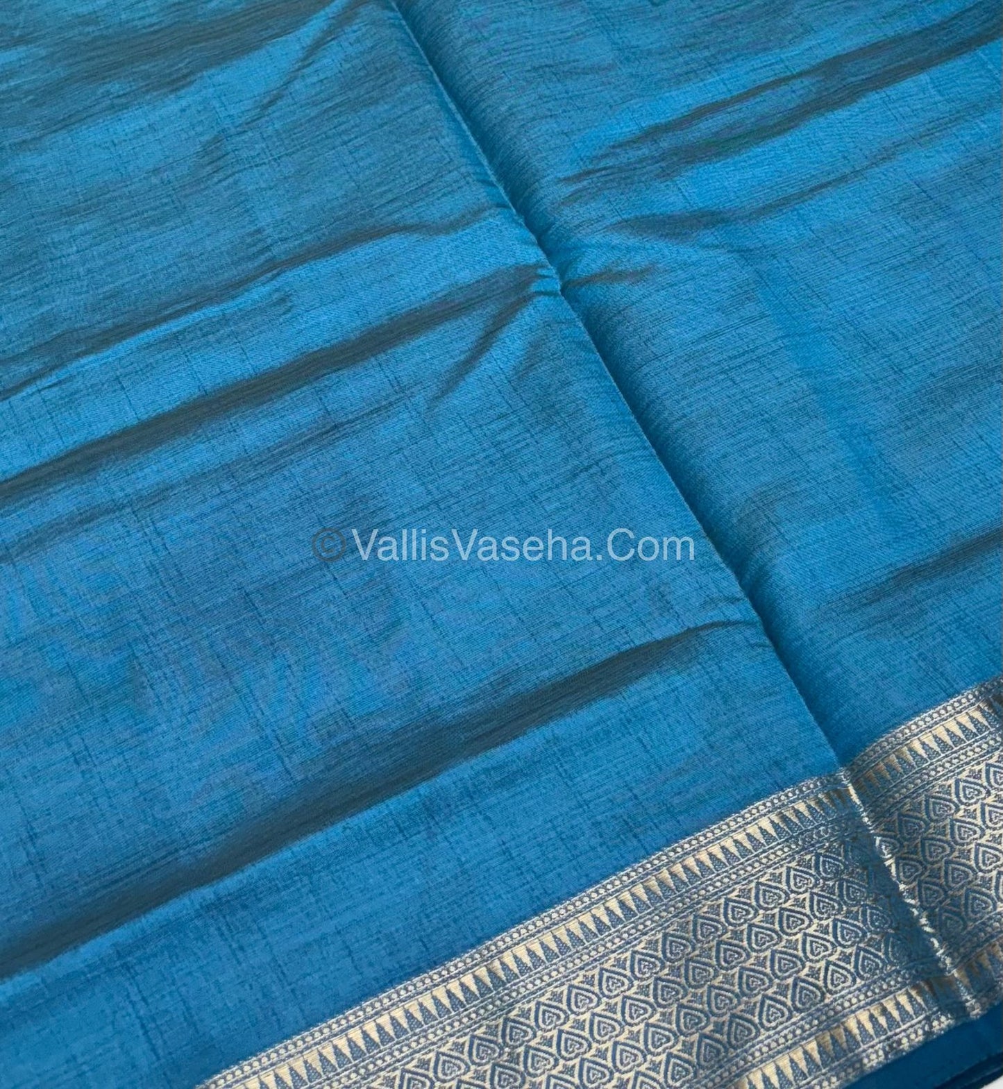 Semi Tussar Silk - Grand Pallu  - Blue Shade - VVSTS020