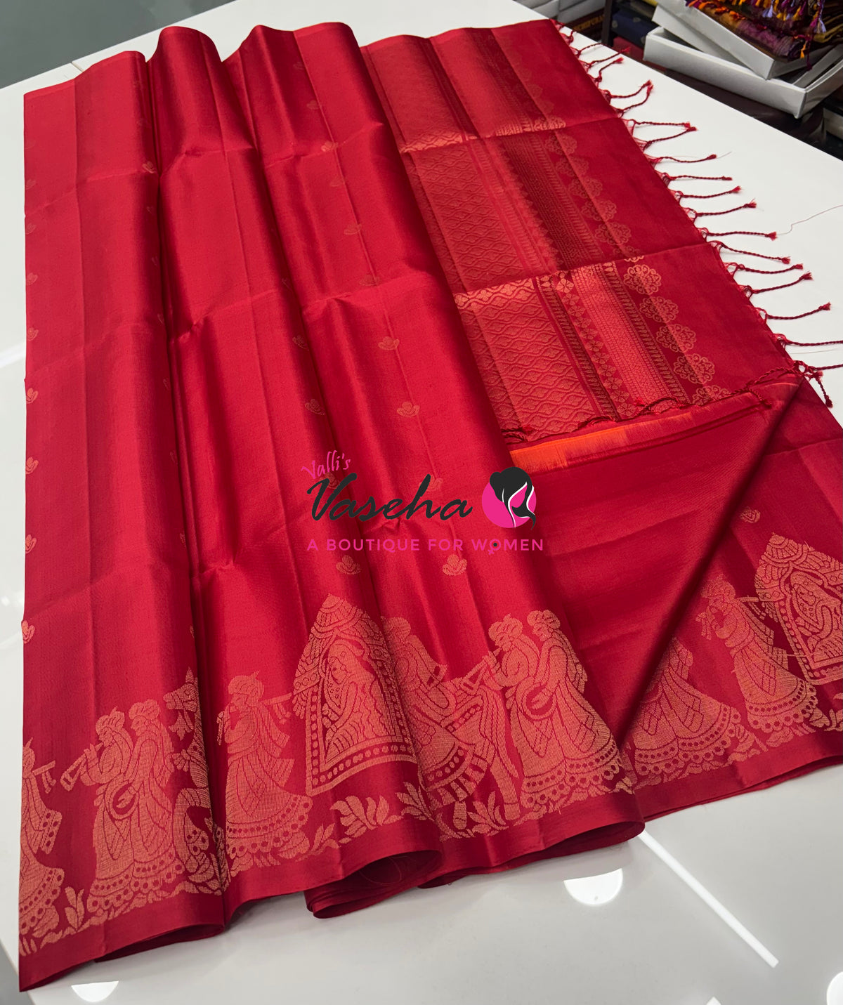 Pure Soft Silk Saree  - Red Shade - VVPSS094