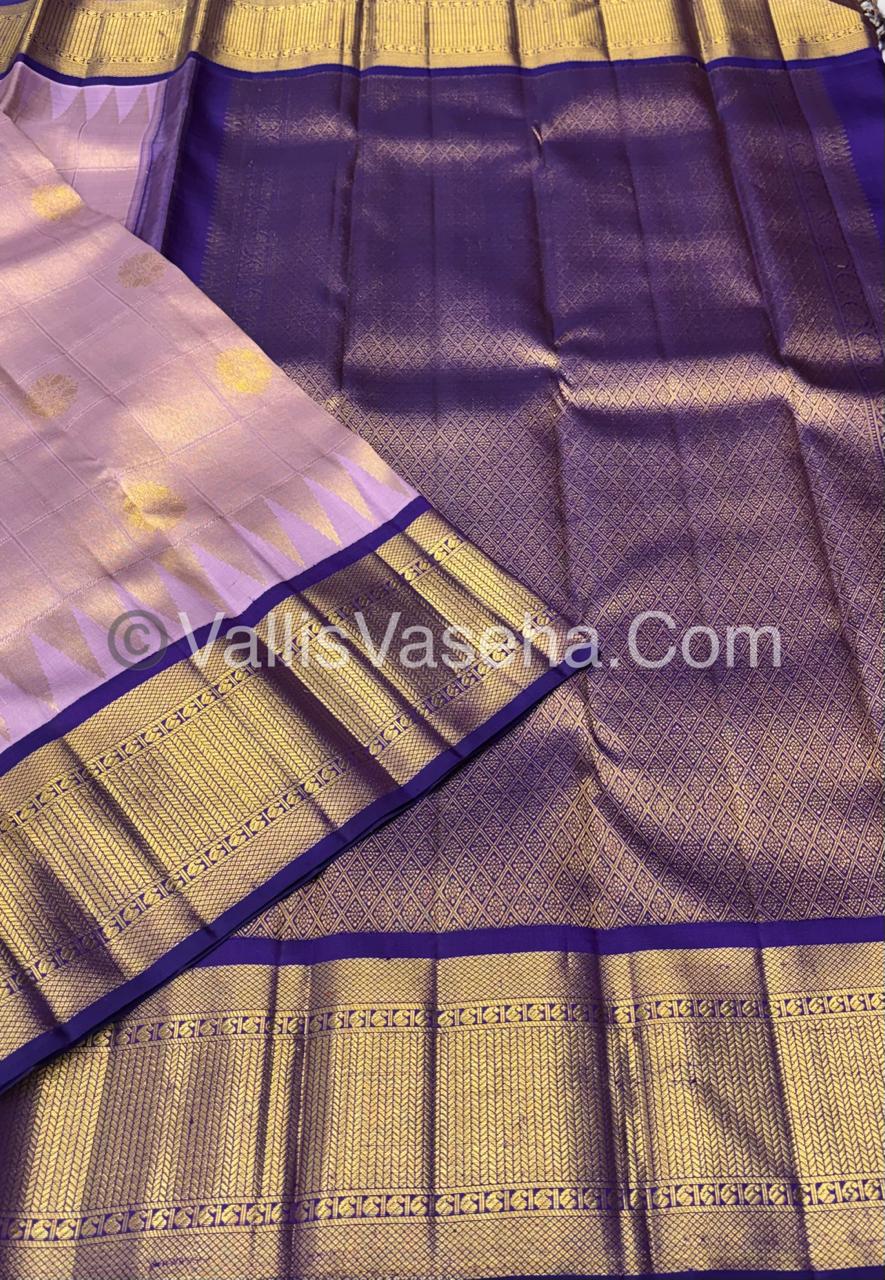 Pure Bridal Korvai Kanchipuram Silk Saree - Light Lavender & Violetish Blue Combo - VVPS041
