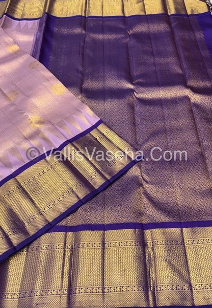 Pure Bridal Korvai Kanchipuram Silk Saree - Light Lavender & Violetish Blue Combo - VVPS041