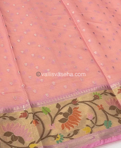 Kota Saree - Paithani Border - Yellow with Pink - VVKPS001