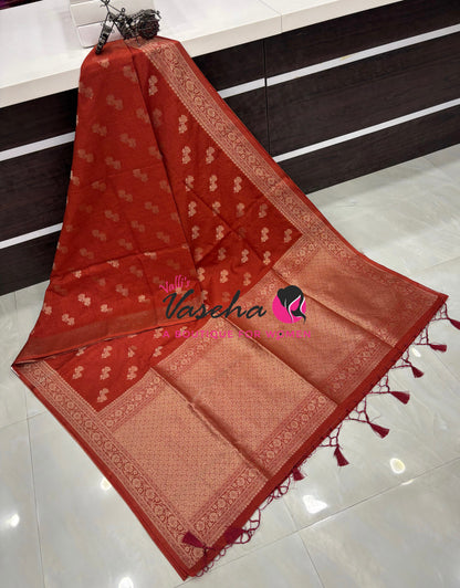 Banarasi - Heritage Silk - Semi Kathan Silk - Rust Orange Shade - VVBHS011