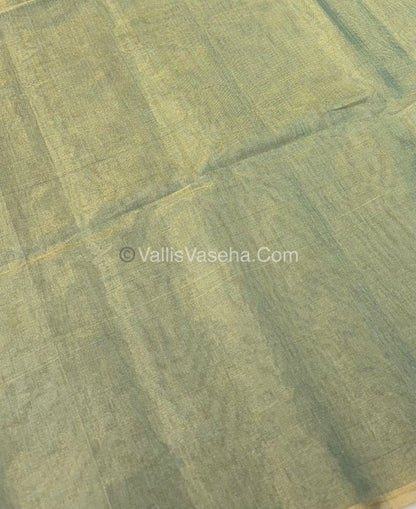 Pure Maheshwari Tissue Silk - Triple Tone Light Greyish Gold  & Gold Shade - VVMTS001