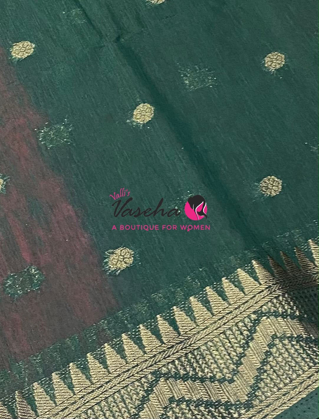 Semi Jute Silk Saree - Pink With Green Shade- VVSJS002