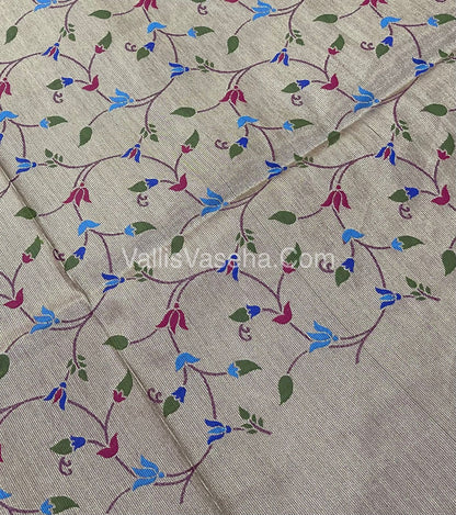 Semi Raw Silk - Paithani Design Weaving - Wine Shade - VVRS005