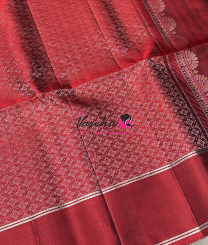 Pure Soft Silk Saree - Blue & Maroon Shade - VVPSS127