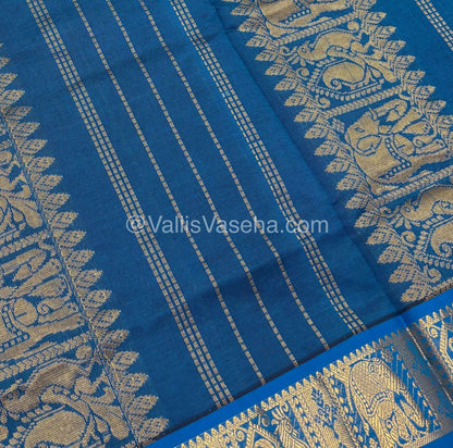 Semi Silk Cotton Saree - Maroon with Blue shade - VVSSC002