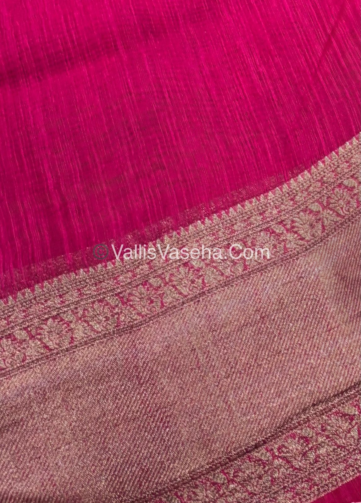 Bamboo Silk Saree - blue with pink Shade - VVBSS012