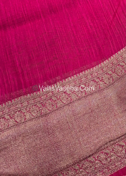 Bamboo Silk Saree - blue with pink Shade - VVBSS012