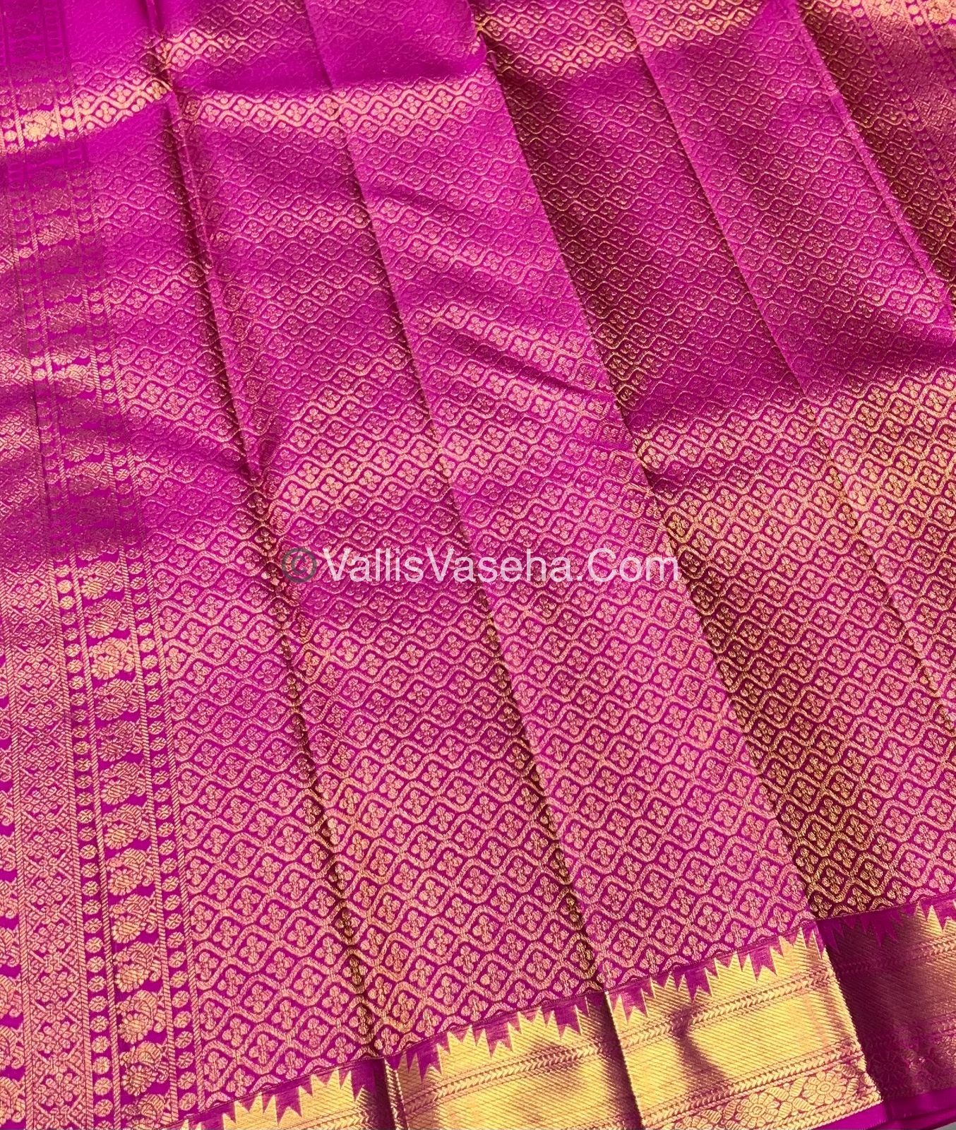 Pure Kanchipuram Silk Saree - Purplish Wine & Pink  Combo - VVPS013