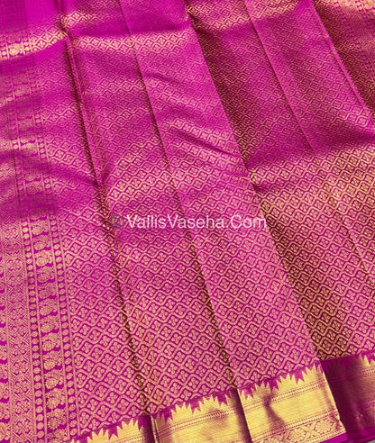Pure Kanchipuram Silk Saree - Purplish Wine & Pink  Combo - VVPS013