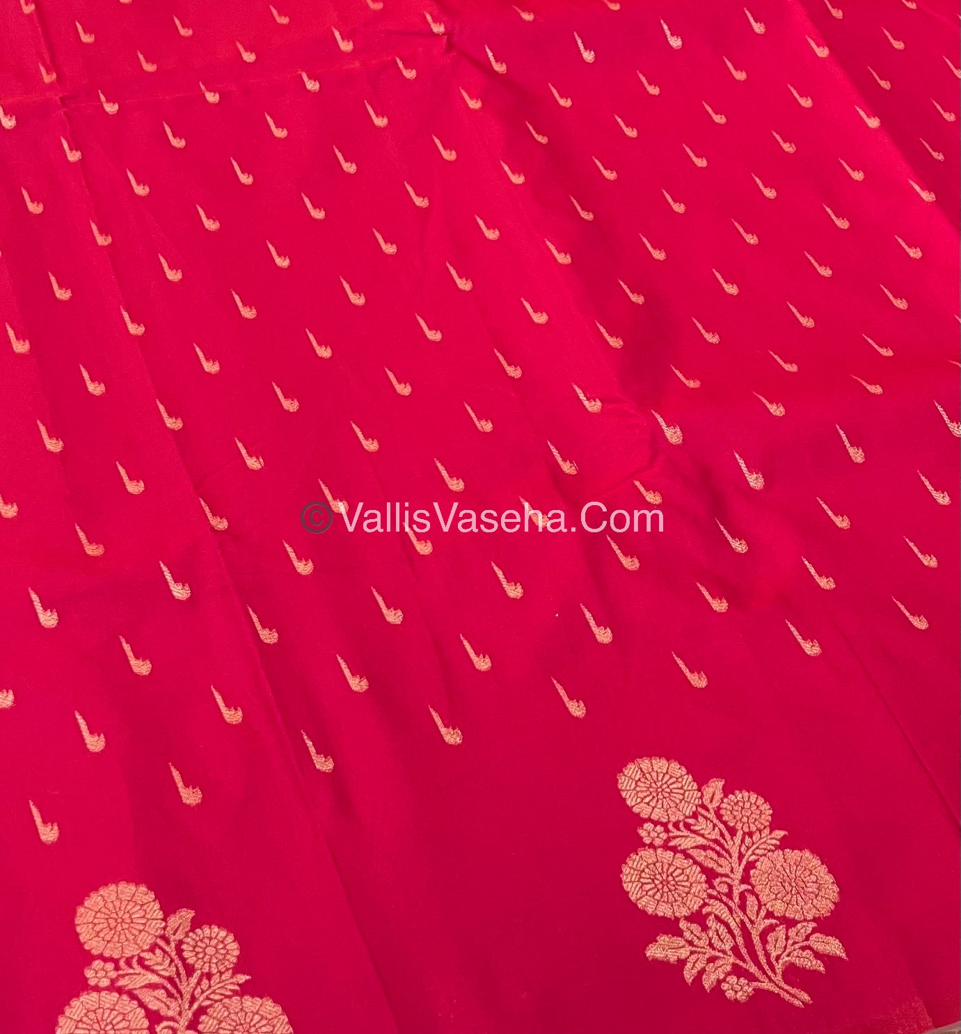 Semi Soft Silk - Flower  Butta Border - Pink Shade -VVSSS016