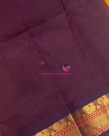 Pure Korvai Silk Cotton - Mango Yellow & Brown Combo - VVKSC010
