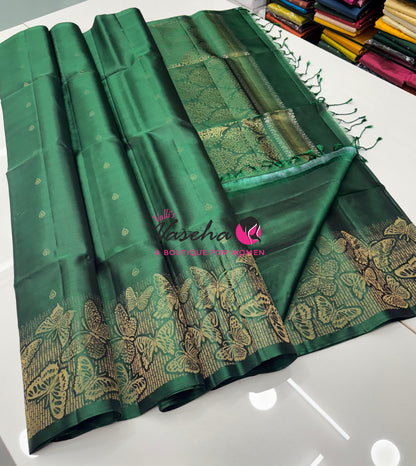 Pure Soft Silk Saree  - Green Shade - VVPSS094