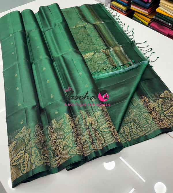 Pure Soft Silk Saree  - Green Shade - VVPSS094
