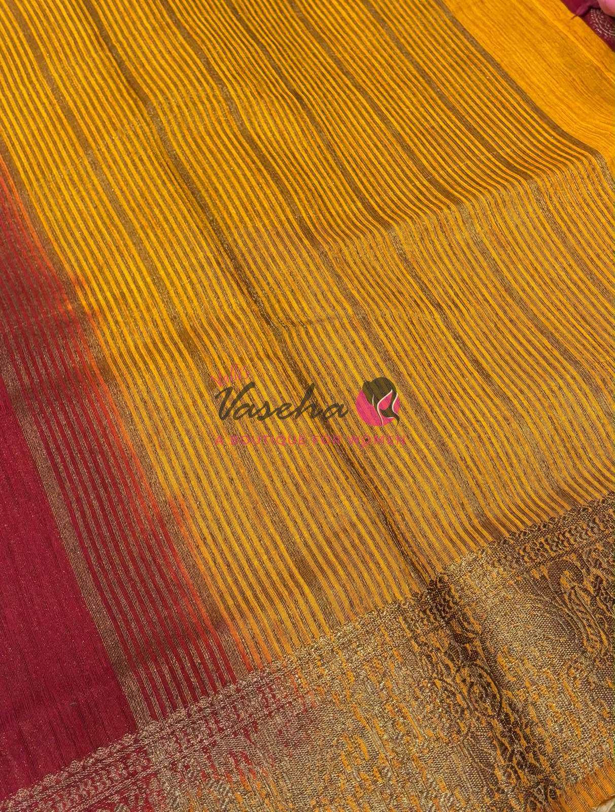Bamboo Silk Saree- Red with Yellow Shade - VVBSS016