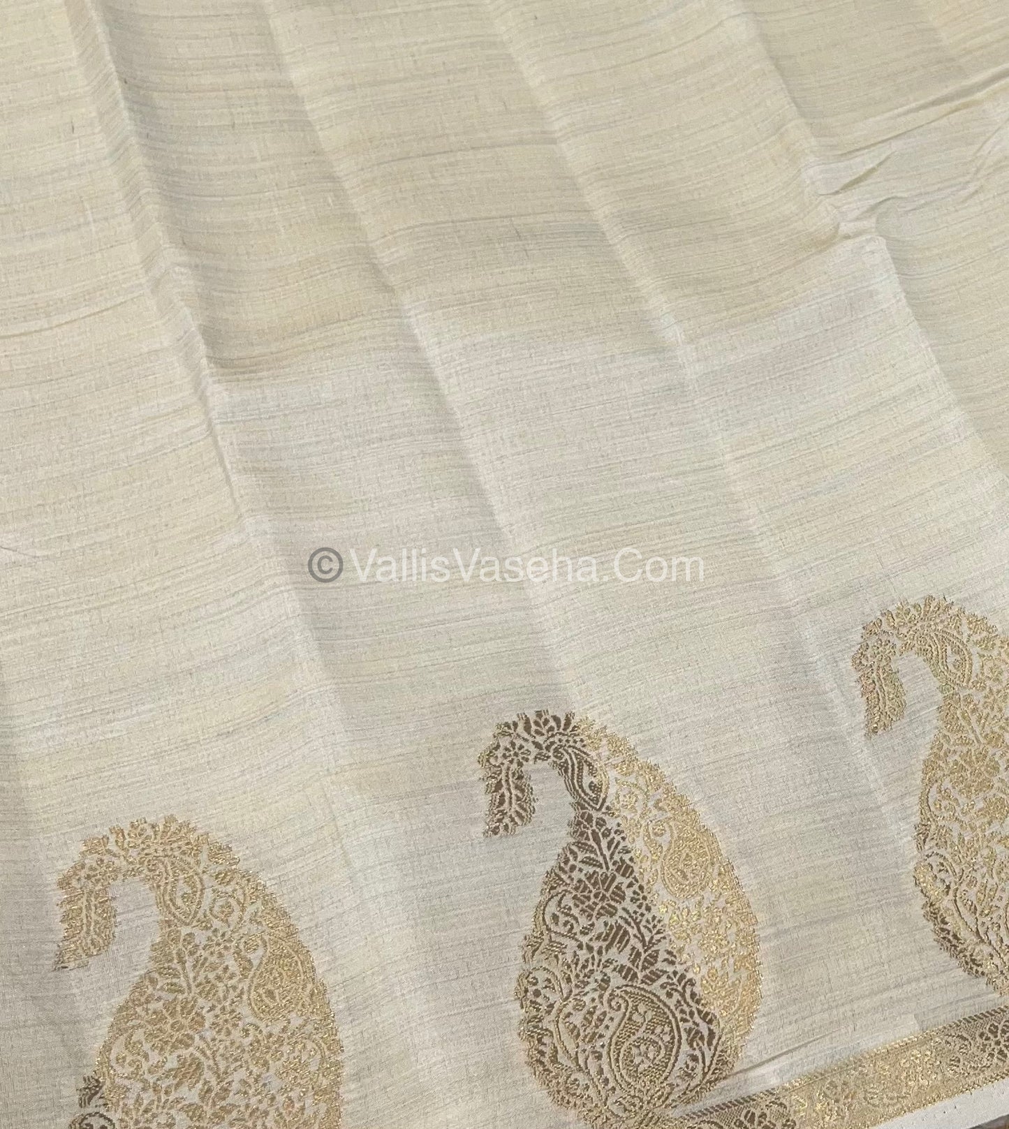 Semi Tussar Silk - Small Mango - Cream Shade - VVSTS002
