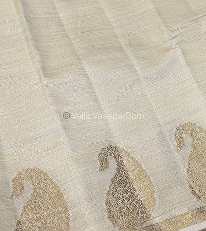 Semi Tussar Silk - Small Mango - Cream Shade - VVSTS002