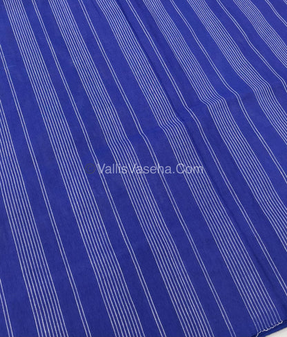 Double Ikkat Pure Cotton Saree - Grey  With Blue  - VVIKS002