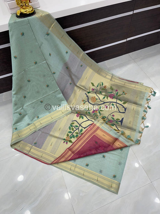 Muga Cotton Saree - Contrast Blouse - VVMCS001