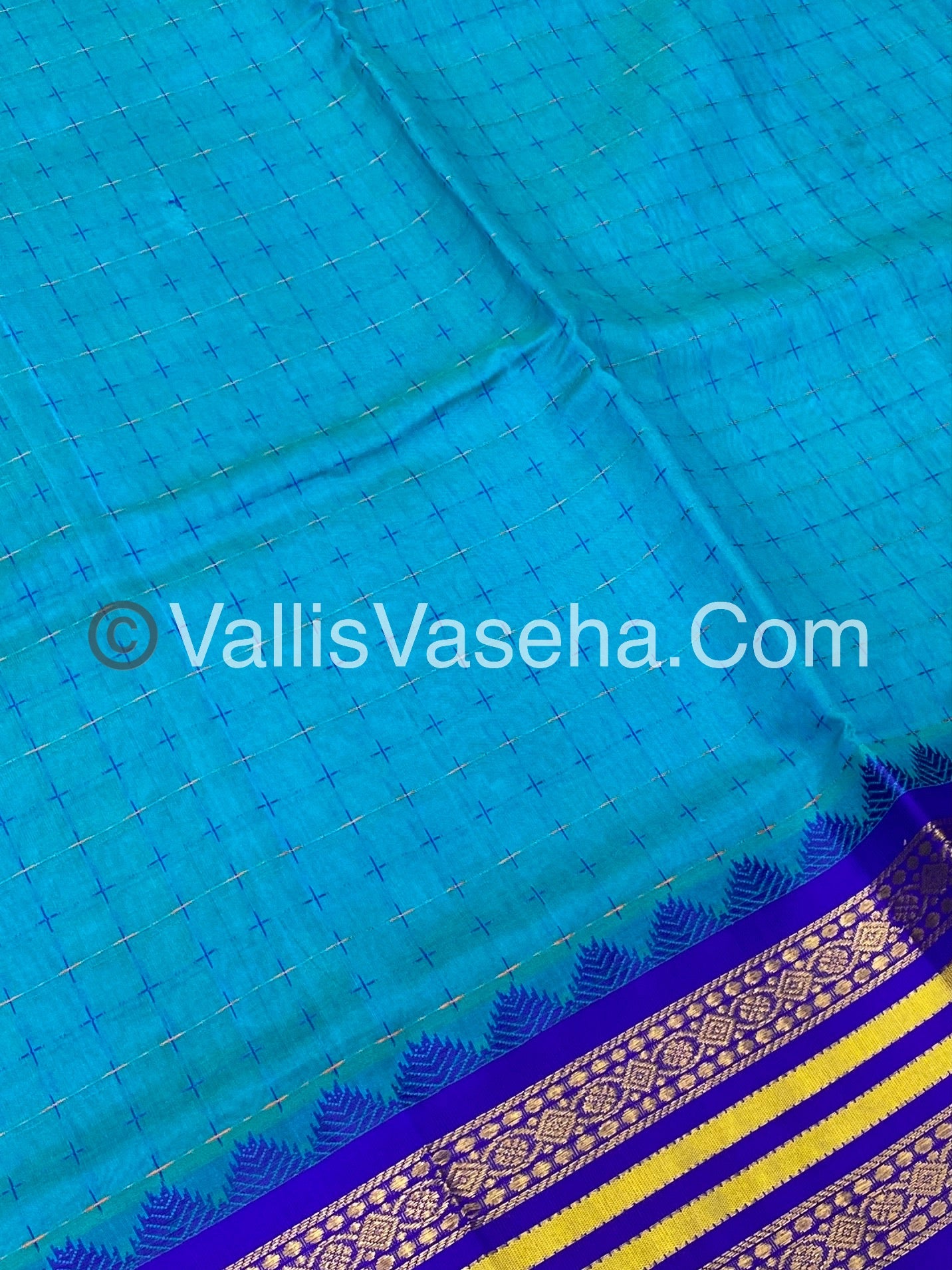 Korvai Silk Cotton - Blue Shade with Blue - VVKSC012