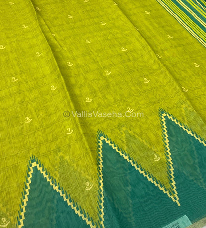 Semi Chanderi Saree - Green & Green Combo - VVSCS003