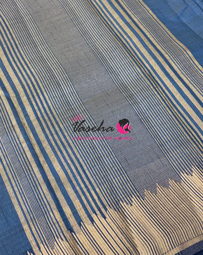 Semi Tussar Silk Saree | Ramar Blue  Shade |VVSTS051