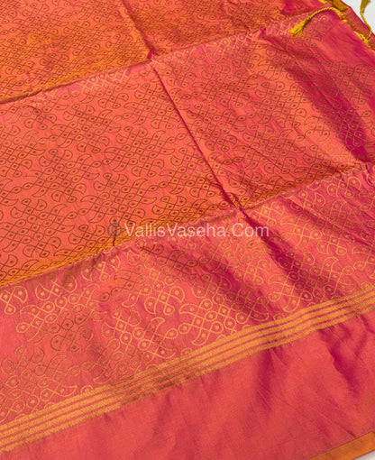 Semi Soft Silk - Kolam Design - Peachish Gold Shade - VVSSS029