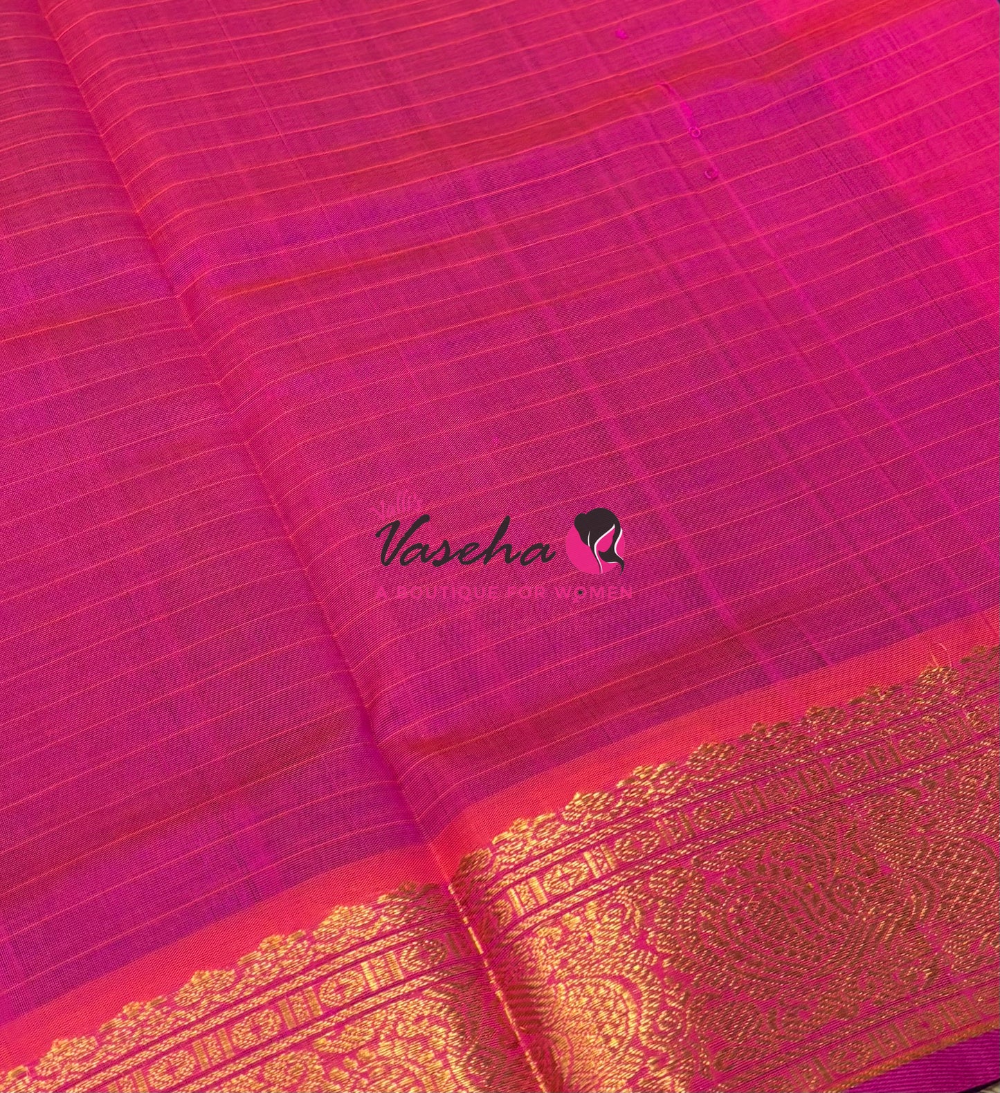 Pure Silk Cotton Saree - Blue With Pink - Lakshadeepam Design - VVPLD001
