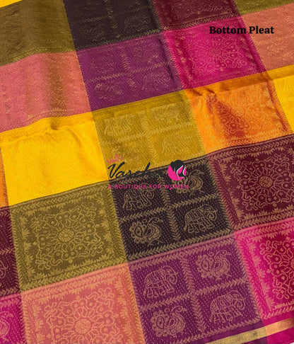 Pure Soft Silk Saree - Partly Pallu -  Half & Half Saree - VVPSS088