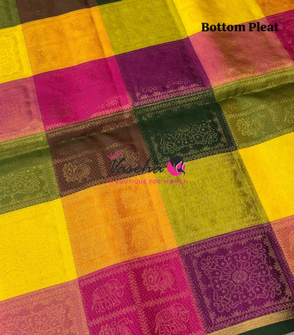 Pure Soft Silk Saree - Partly Pallu -  Half & Half Saree - VVPSS088