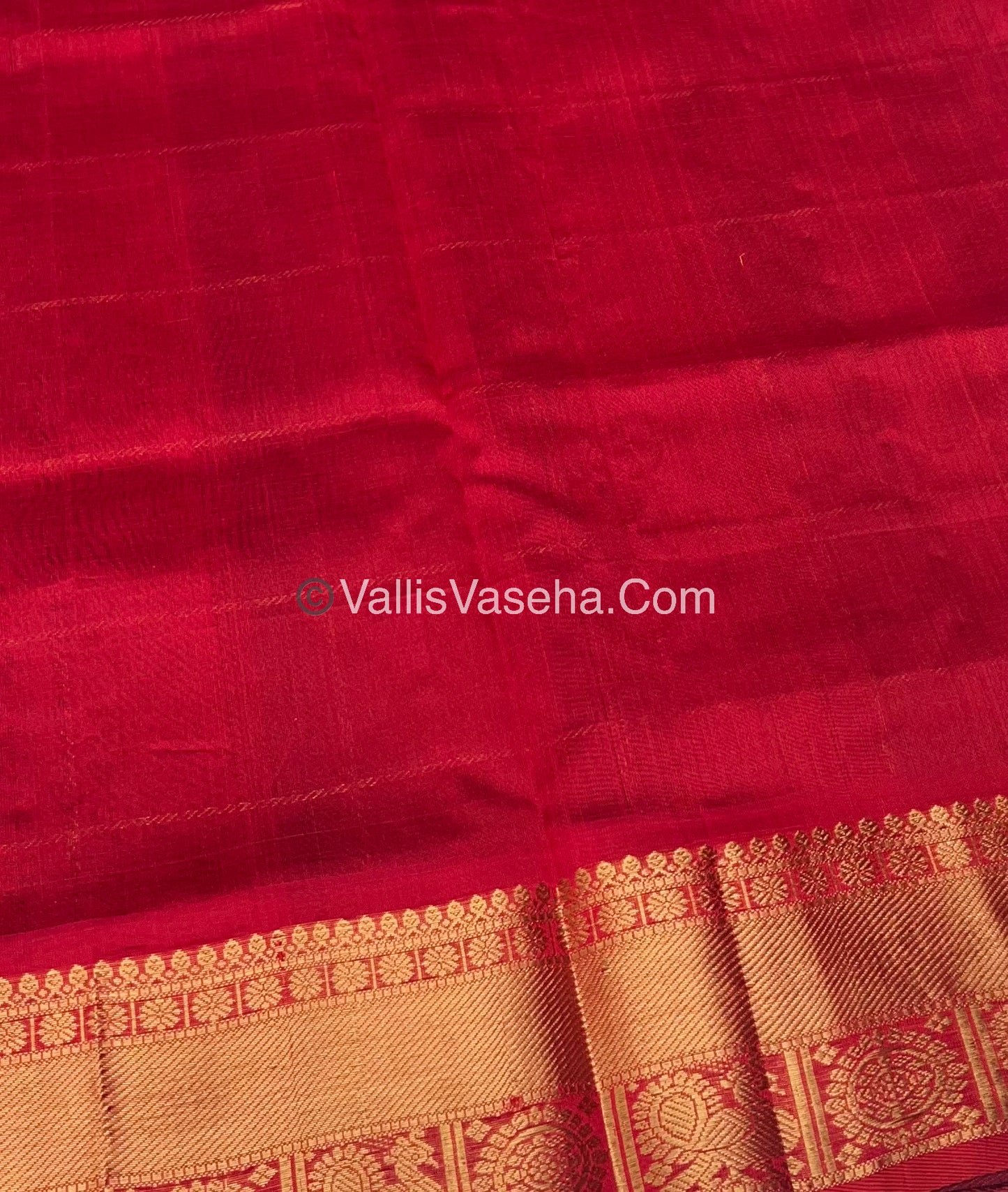 Pure Silk Cotton Saree - Mayil & Chakkaram Design - Brown & Red - VVMC001
