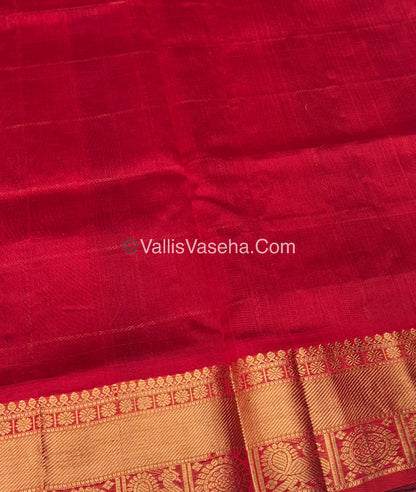 Pure Silk Cotton Saree - Mayil & Chakkaram Design - Brown & Red - VVMC001