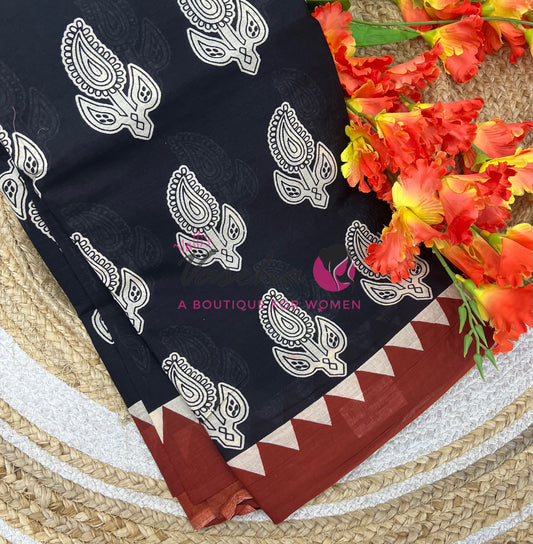 Pure Soft Mul Mul Cotton Sarees - Hand Block Prints - VVMMC010