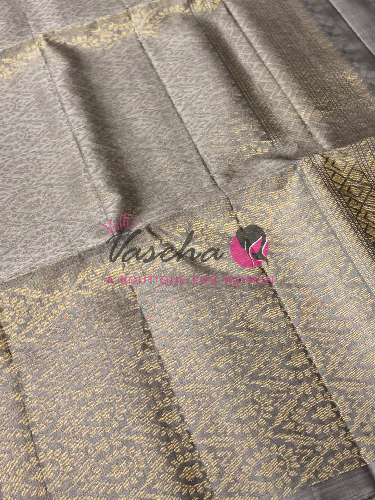 Pure Soft Silk Saree - (1.75 Warp) Shade Of Maroon & Grey Combo - VVPSS064