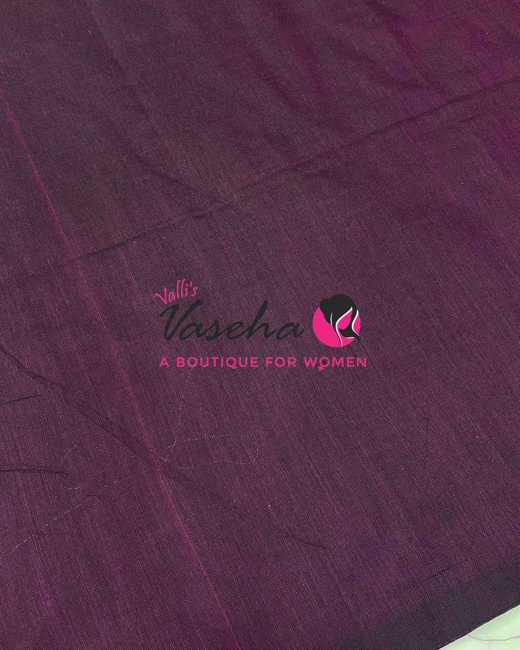 Handloom Cotton Sarees  - Dark Purplish Pink Shade - VVKC001