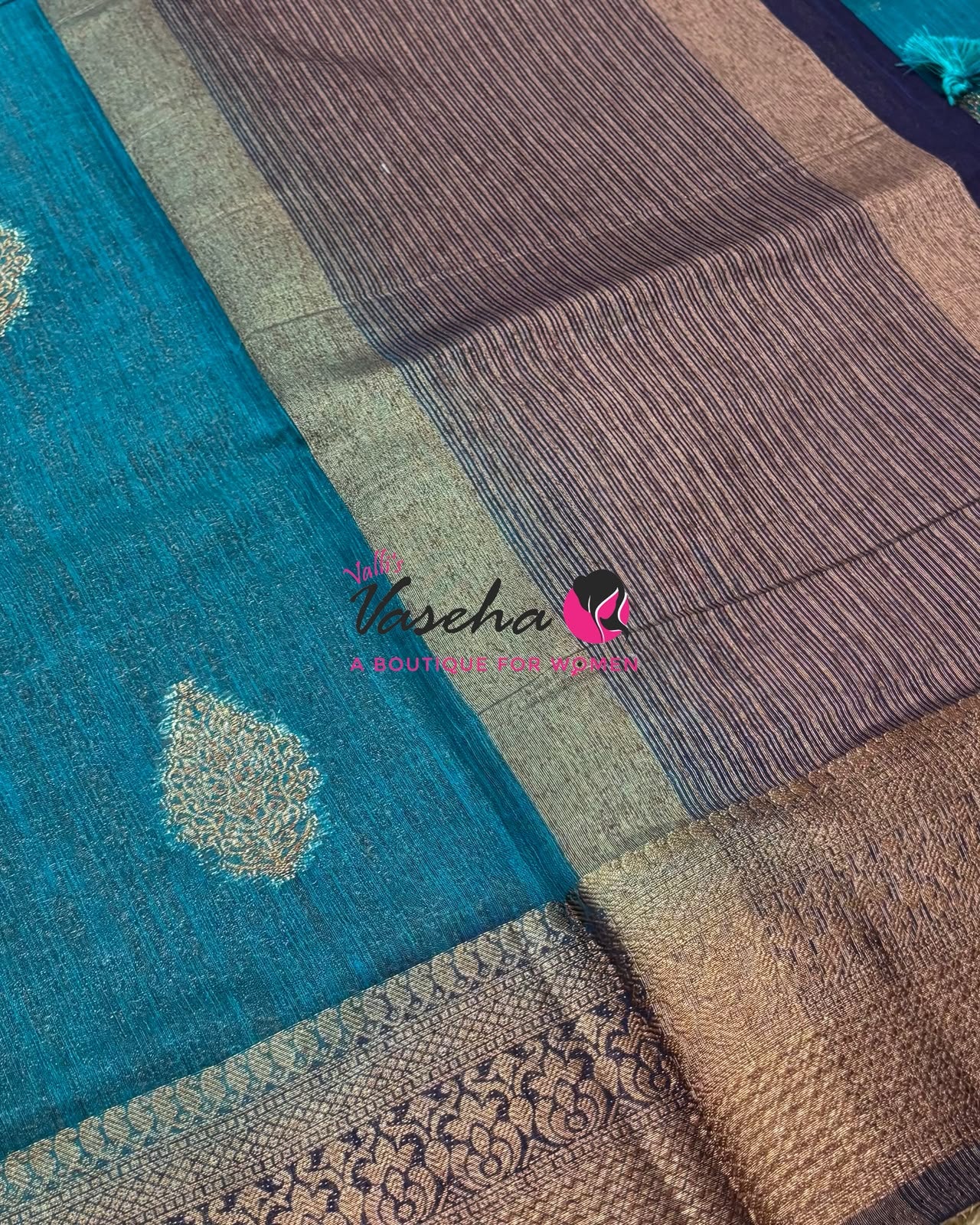 Bamboo Silk Saree - Blue with Blue Shade - VVBSS018