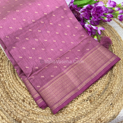 Semi Tussar Silk - Grand Pallu  - Onion Pink Shade - VVSTS020