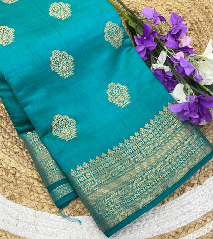 Semi Tussar Silk Saree - Blue Shade - VVSTS008