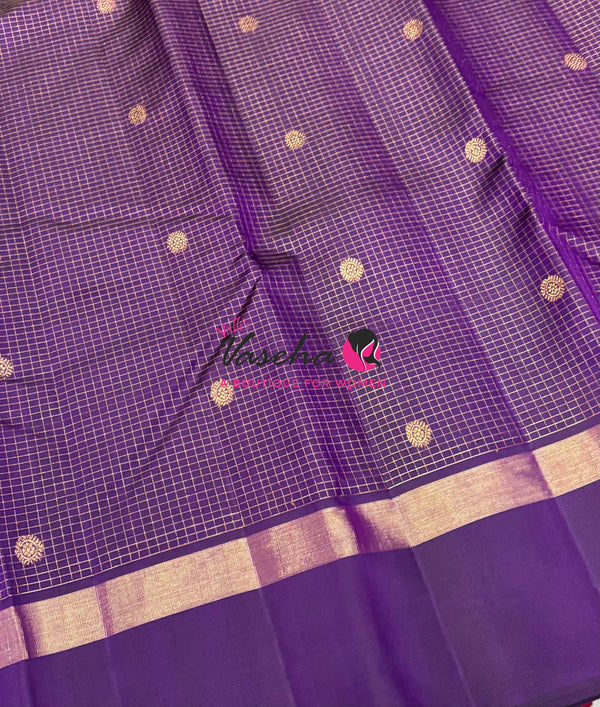 Pure Kanchipuram Silk Saree - Purple Shade - VVPS100
