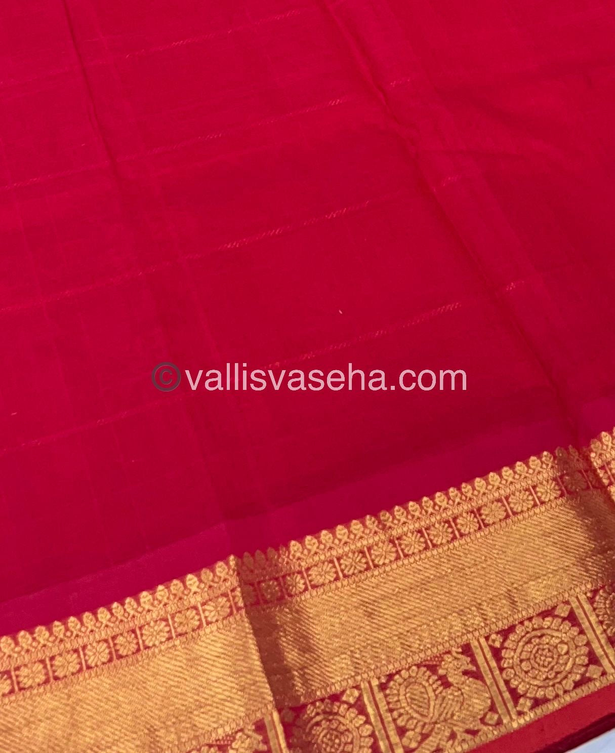 Pure Silk Cotton Saree - Mayil & Chakkaram Design - Red Shade -  VVMC001