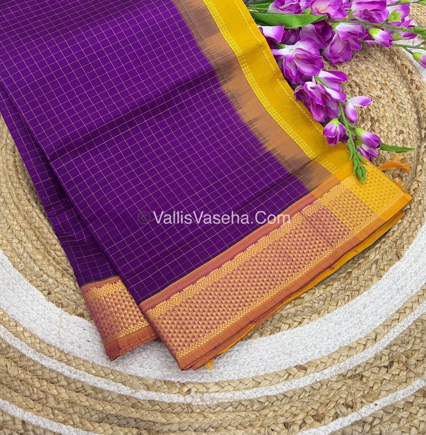 Semi Silk Cotton Saree - Pink With Yellow shade - VVSSC003