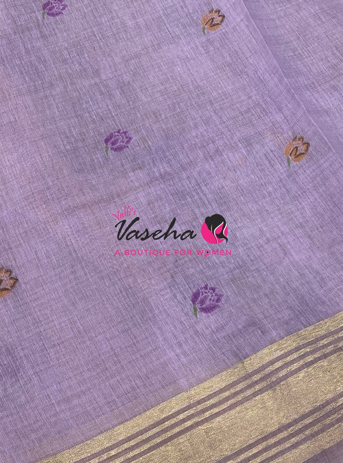 Muga Tissue Linen Saree - Lavender Shade - VVMLT001