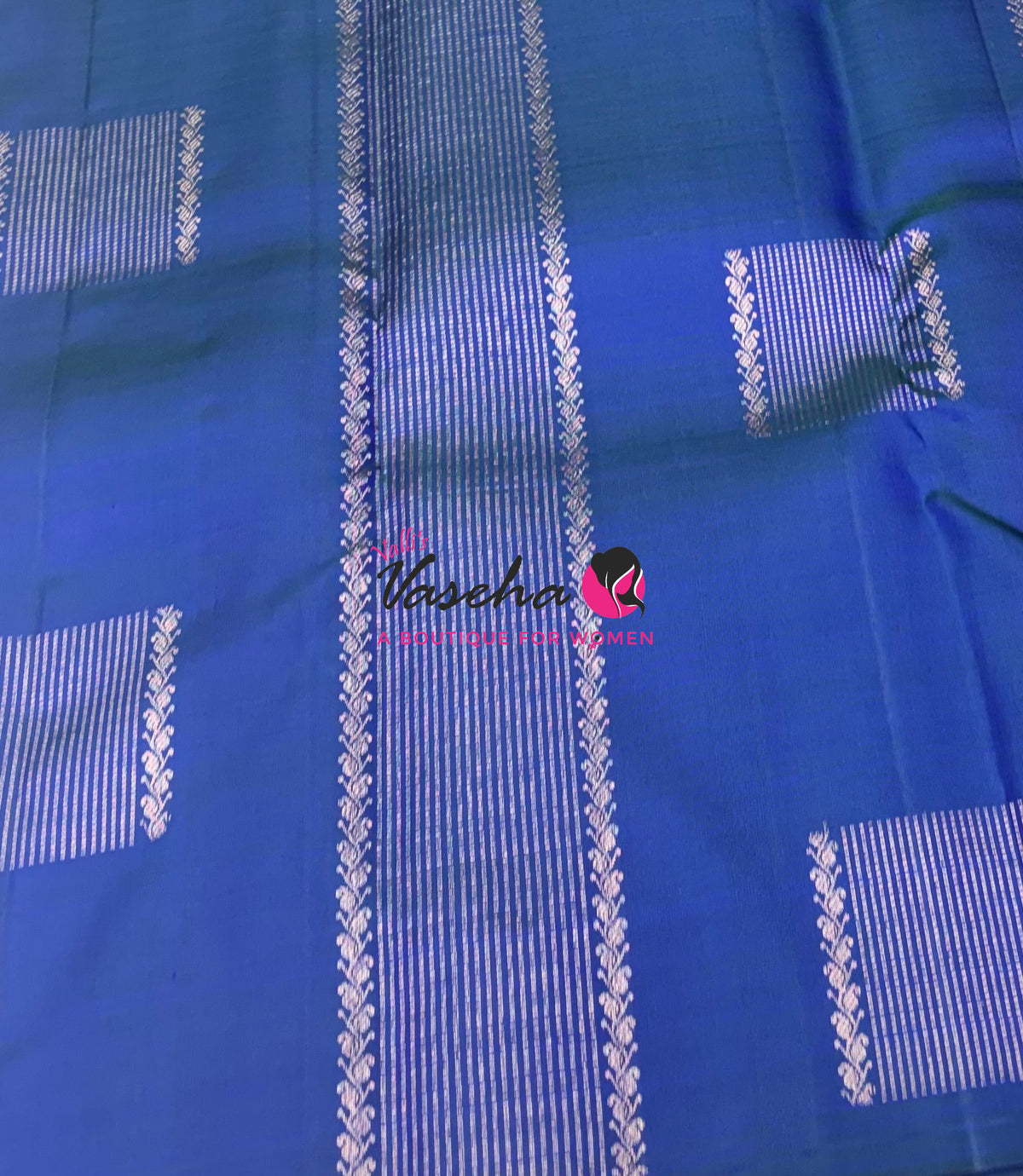 Pure Kanchipuram Silk Saree - Peacock Blue Shade - VVPS054