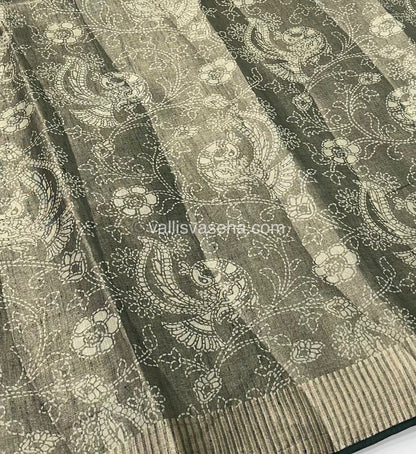 Semi Tussar Silk - Dark Green Shade - VVSTS001