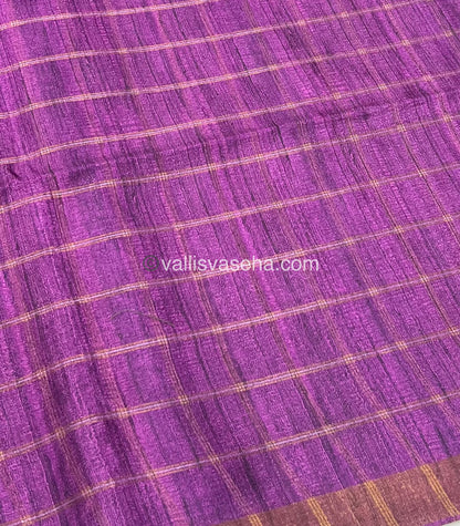 Semi Gicha Tussar Saree - checks pattern - VVSGT001