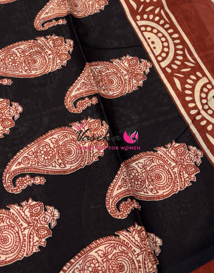 Pure Soft Mul Mul Cotton Sarees - Hand Block Prints - VVMMC011