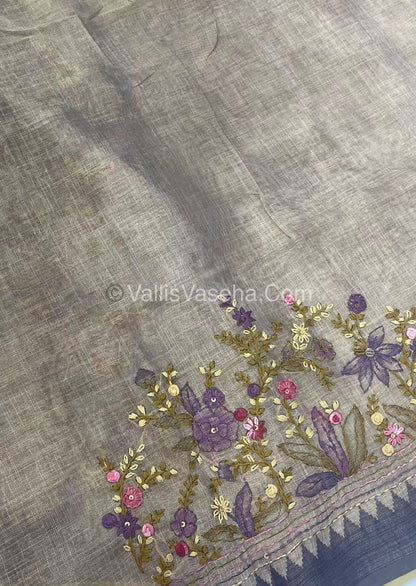 French Knot - Tissue Saree - Grey Shade - VVLFN013
