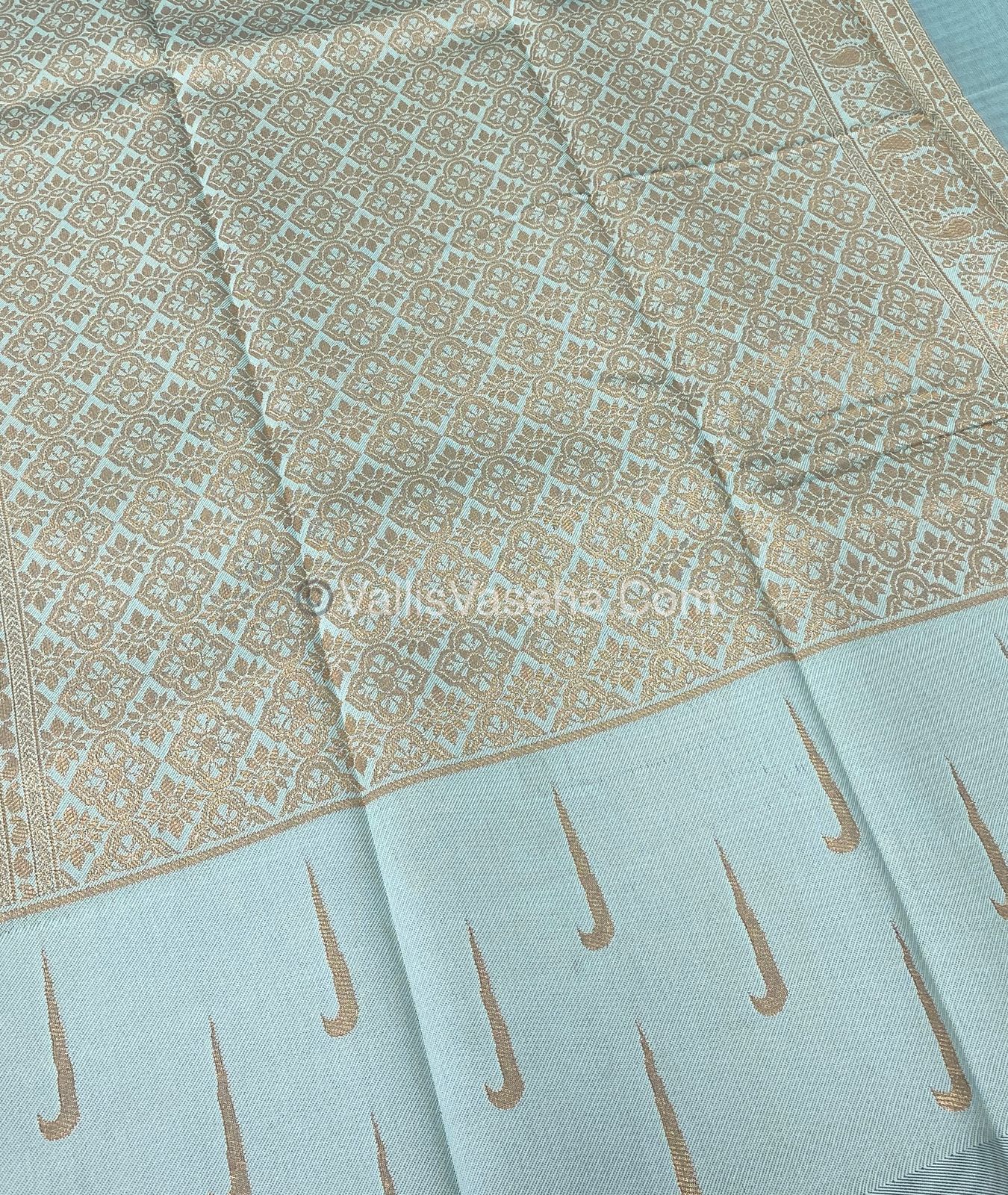 Kanchi Semi Silk - Pink with Sky Blue VVKSS001