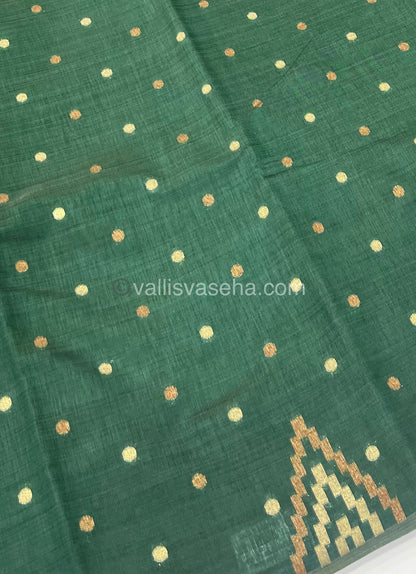 Cherry Tussar - Semi Tussar Silk - Dark Green Shade - VVSTS009